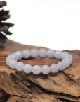 Baikalla Light Lavender Genuine Jadeite Jade Round Bead Bracelet (9mm)