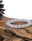 Baikalla Light Lavender Genuine Jadeite Jade Round Bead Bracelet (9mm)