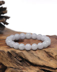 Baikalla Light Lavender Genuine Jadeite Jade Round Bead Bracelet (9mm)