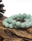 Baikalla Light Apple-Green Genuine Jadeite Jade Large Round Bead Bracelet (12.5mm)