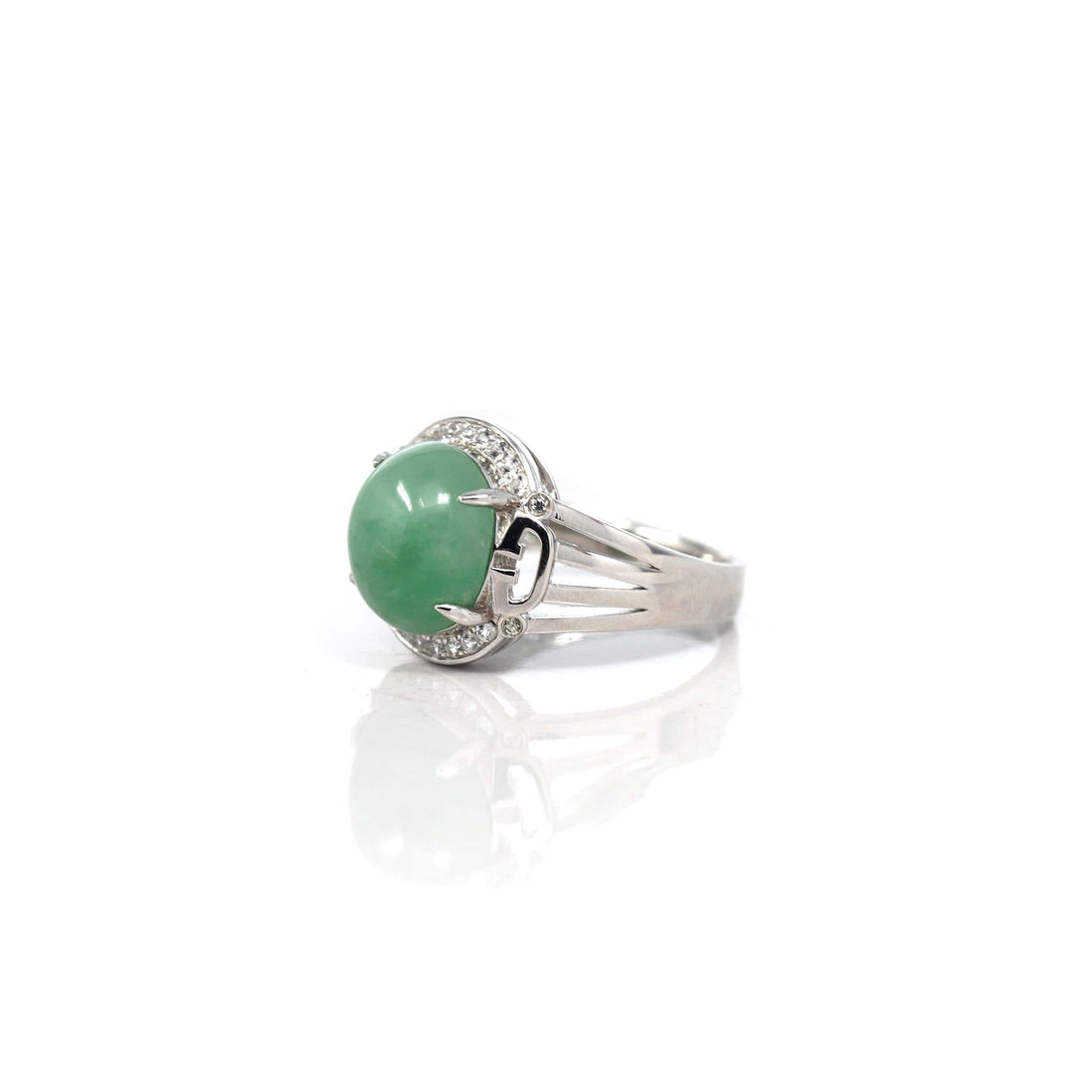 Baikalla Jewelry Jadeite Engagement Ring Baikalla™ Sterling Silver Natural Imperial Green Oval Jadeite Jade Ring
