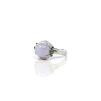 Baikalla Jewelry Jadeite Engagement Ring 18k White Gold Natural Rich Lavender Oval Jadeite Jade Engagement Ring With Diamonds