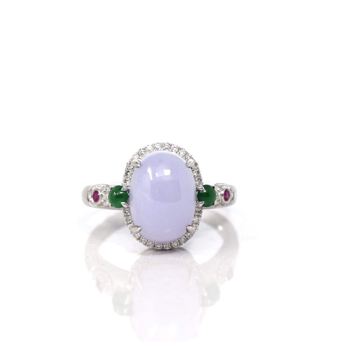 Baikalla Jewelry Jadeite Engagement Ring 5 18k White Gold Natural Rich Lavender Oval Jadeite Jade Engagement Ring With Diamonds