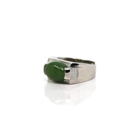 Baikalla Jewelry Jade Ring Baikalla™ Signet Silver Real Oval Green Nephrite Jade Classic Men's Ring