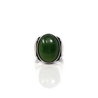 Baikalla Jewelry Jade Ring Baikalla Sterling Silver Oval Green Nephrite Jade Men's Ring