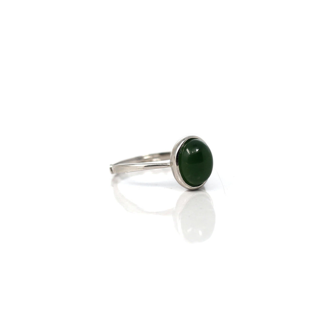 Baikalla Jewelry Jade Ring Baikalla™ "Classic Oval" Sterling Silver Real Green Nephrite Jade Classic Ring For Her