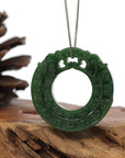Baikalla Jewelry Jade Pendant Necklace Baikalla™ " Double Dragon Good Fortune" Carving Pendant Necklace Natural Nephrite Jade