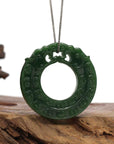 Baikalla Jewelry Jade Pendant Necklace Baikalla™ " Double Dragon Good Fortune" Carving Pendant Necklace Natural Nephrite Jade