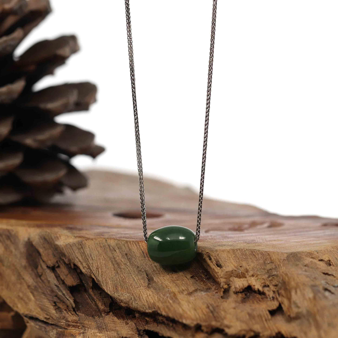 Baikalla Jewelry Jade Pendant Necklace Baikalla™ "Good Luck Button" Necklace Nephrite Green Jade Lucky TongTong Pendant Necklace