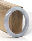 Baikalla Lavender W/ Green Patch Jadeite Jade "Half Round" Bangle Bracelet (56.2mm) 