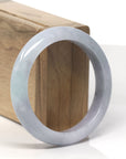 Baikalla Lavender W/ Green Patch Jadeite Jade "Half Round" Bangle Bracelet (56.2mm) 