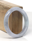 Baikalla Lavender W/ Green Patch Jadeite Jade "Half Round" Bangle Bracelet (56.2mm) 