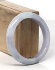 Baikalla Lavender W/ Green Patch Jadeite Jade "Half Round" Bangle Bracelet (56.2mm) 