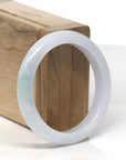 Baikalla Light Lavender W/ Green Patch Jadeite Jade "Half Round" Bangle Bracelet (54.5mm) 