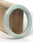 Baikalla Light Apple-Green Jadeite Jade "Half Round" Bangle Bracelet (60.3mm) 