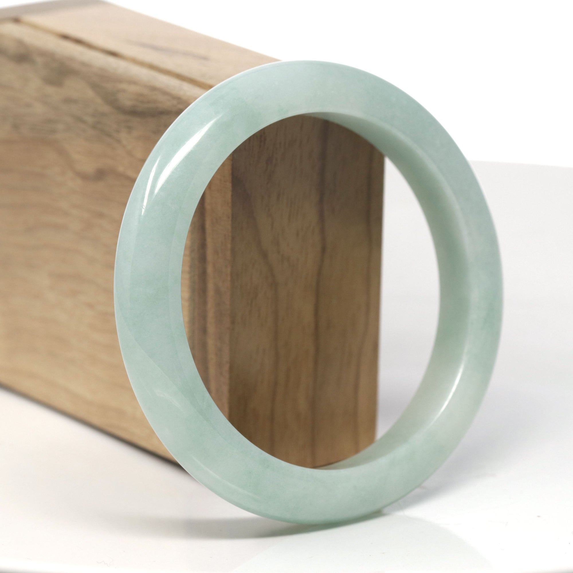 Baikalla Light Apple-Green Jadeite Jade &quot;Half Round&quot; Bangle Bracelet (60.3mm) 