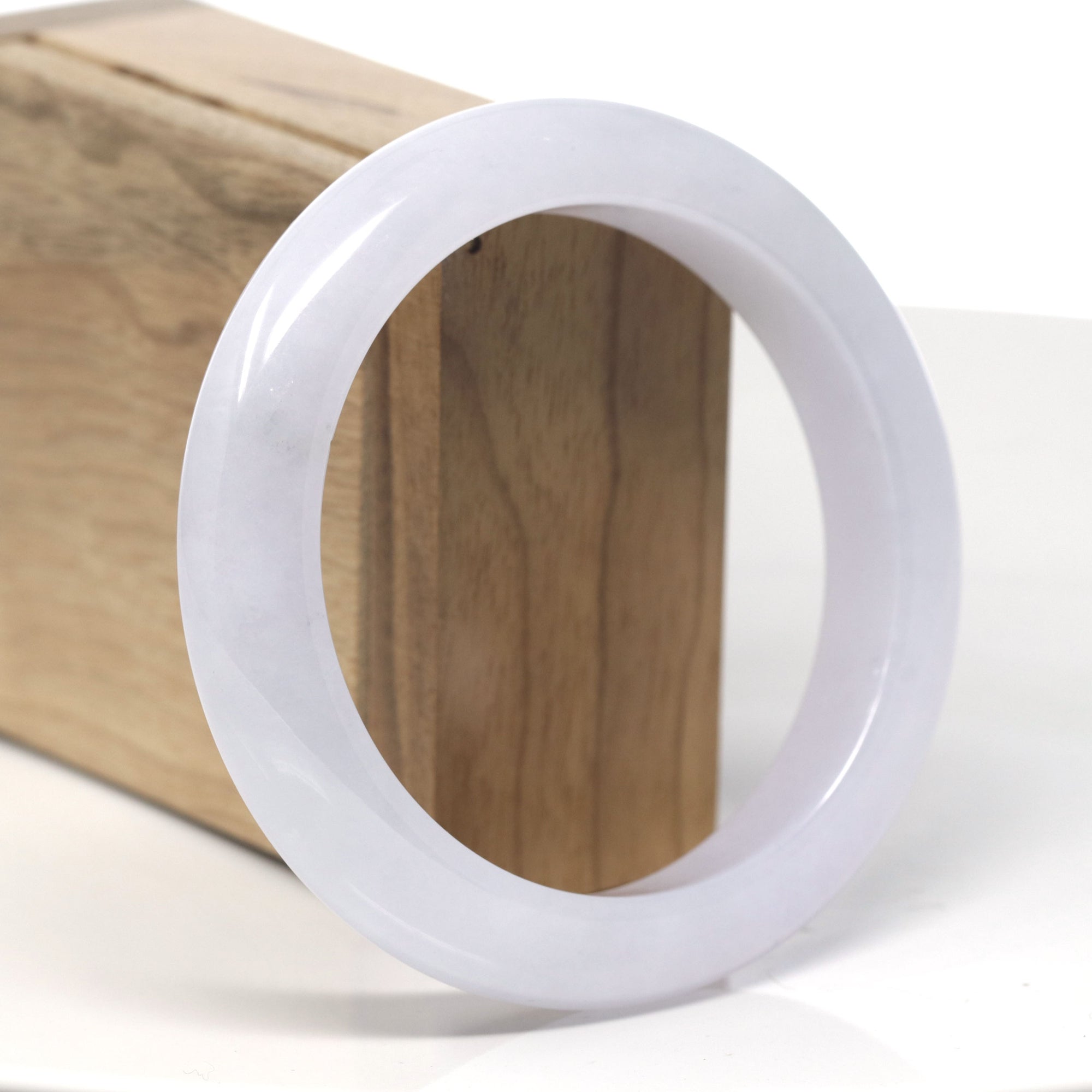 Baikalla Light Lavender Jadeite Jade &quot;Half Round&quot; Bangle Bracelet (61mm) 