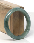 Baikalla Oil-Green Jadeite Jade "Half Round" Bangle Bracelet (57.5mm) 