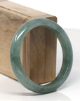 Baikalla Oil-Green Jadeite Jade "Half Round" Bangle Bracelet (57.5mm) 