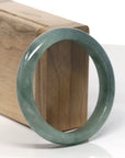 Baikalla Oil-Green Jadeite Jade "Half Round" Bangle Bracelet (57.5mm) 