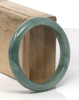 Baikalla Oil-Green Jadeite Jade "Half Round" Bangle Bracelet (57.5mm) 