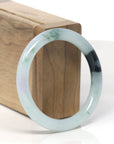 Baikalla Icy Light Blue-Green W/ Deep Green Flowers "Traditional Round" Jadeite Jade Bangle Bracelet (53.8mm) 