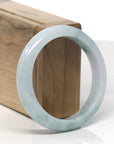 Baikalla Light Blue-Green Flower Jadeite Jade "Half Round" Bangle Bracelet (56.4mm) 