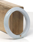 Baikalla Light Blue-ish Green W/ Sajin Jadeite Jade "Half Round" Bangle Bracelet (57.2mm) 