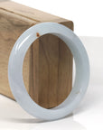 Baikalla Light Blue-ish Green W/ Sajin Jadeite Jade "Half Round" Bangle Bracelet (57.2mm) 