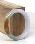 Baikalla Multi-Color "Fu Lu Shou" Jadeite Jade "Half Round" Bangle Bracelet (54.1mm) 