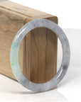 Baikalla Black Sesame Wuji W/ Vibrant Green "Traditional Round" Jadeite Jade Bangle Bracelet (54.3mm) 