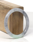 Baikalla Black Sesame Wuji W/ Vibrant Green "Traditional Round" Jadeite Jade Bangle Bracelet (54.3mm) 