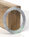 Baikalla Black Sesame Wuji W/ Vibrant Green "Traditional Round" Jadeite Jade Bangle Bracelet (54.3mm) 
