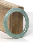 Baikalla Light Icy Oil-Green "Traditional Round" Jadeite Jade Bangle Bracelet (53.2mm) 