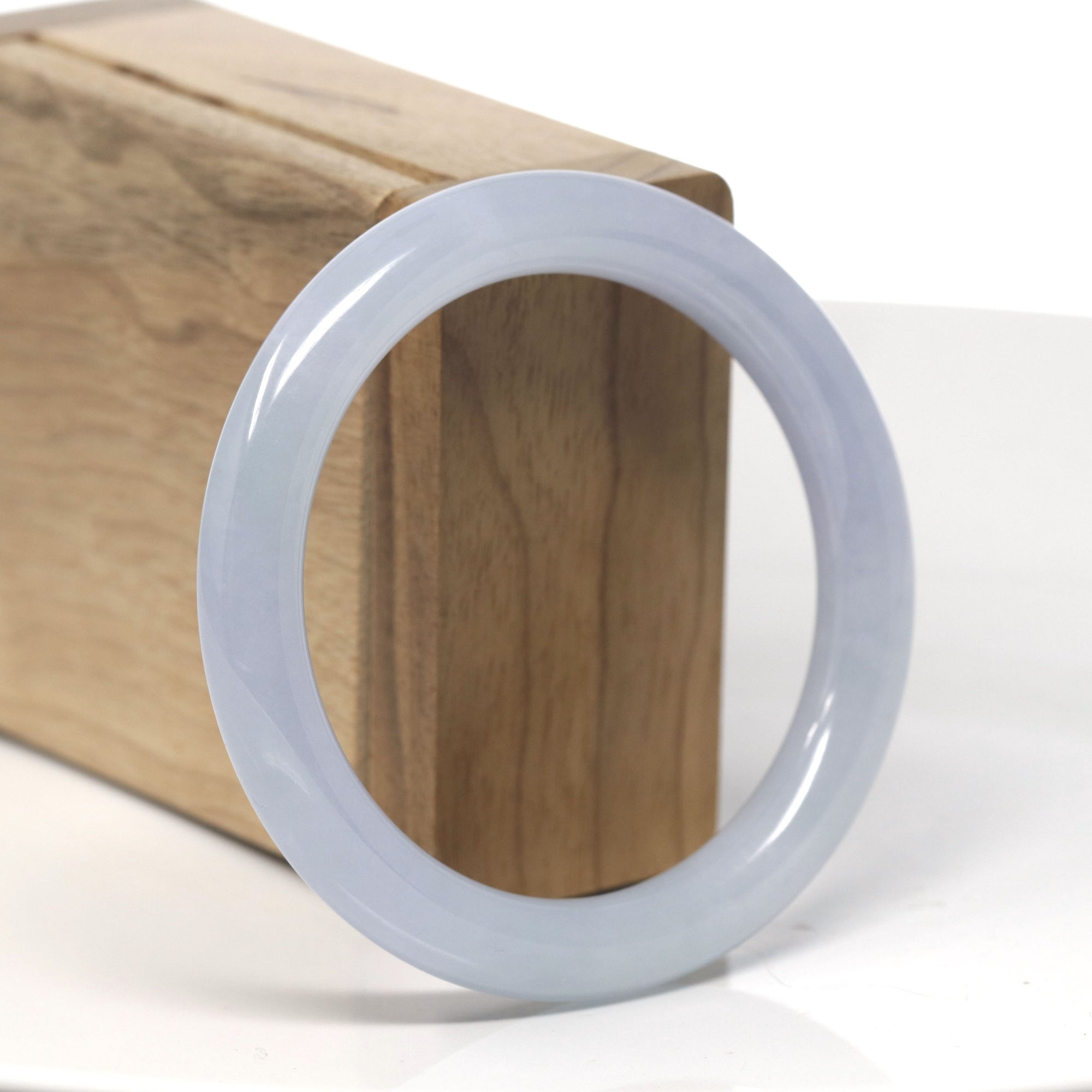 Baikalla Light Icy Lavender &quot;Traditional Round&quot; Jadeite Jade Bangle Bracelet (56mm) 