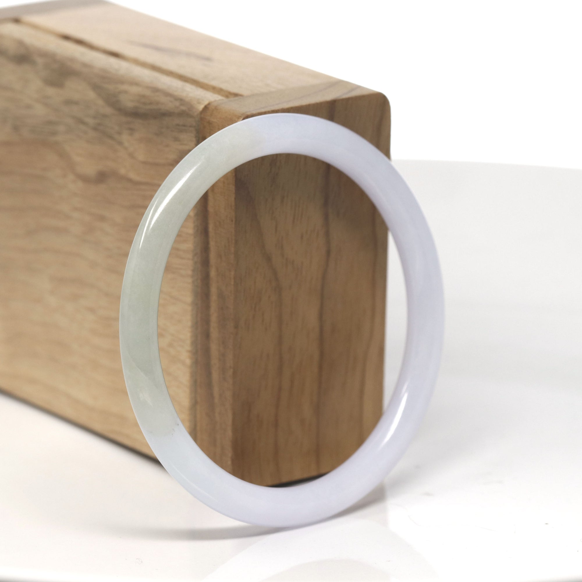 Baikalla Light Lavender &amp; Yellow-ish Green &quot;Traditional Round&quot; Jadeite Jade Bangle Bracelet (56.4mm) 