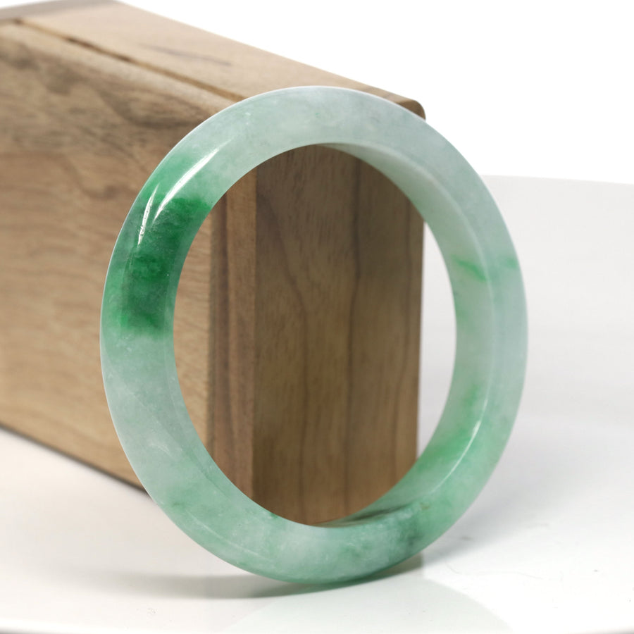 Baikalla Icy Vibrant Green Jadeite Jade "Half Round" Bangle Bracelet (58.7mm) #TT239 GIA #5232723553