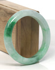 Baikalla Icy Vibrant Green Jadeite Jade "Half Round" Bangle Bracelet (58.7mm) 