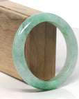 Baikalla Icy Vibrant Green Jadeite Jade "Half Round" Bangle Bracelet (58.7mm) 