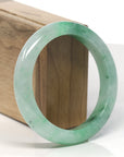 Baikalla Icy Vibrant Green Jadeite Jade "Half Round" Bangle Bracelet (58.7mm) 
