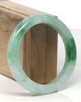 Baikalla Icy Vibrant Green Jadeite Jade "Half Round" Bangle Bracelet (58.7mm) 