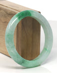 Baikalla Icy Vibrant Green Jadeite Jade "Half Round" Bangle Bracelet (58.7mm) 