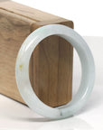 Baikalla White-Green W/ Sajin (Golden Dust) Jadeite Jade "Half Round" Bangle Bracelet (55.7mm) 