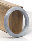 Baikalla Light Lavender & Grey Wuji Jadeite Jade "Half Round" Bangle Bracelet (57.3mm) 