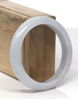 Baikalla Light Lavender Grey Wuji & Light Green Jadeite Jade "Half Round" Bangle Bracelet (58.8mm) 