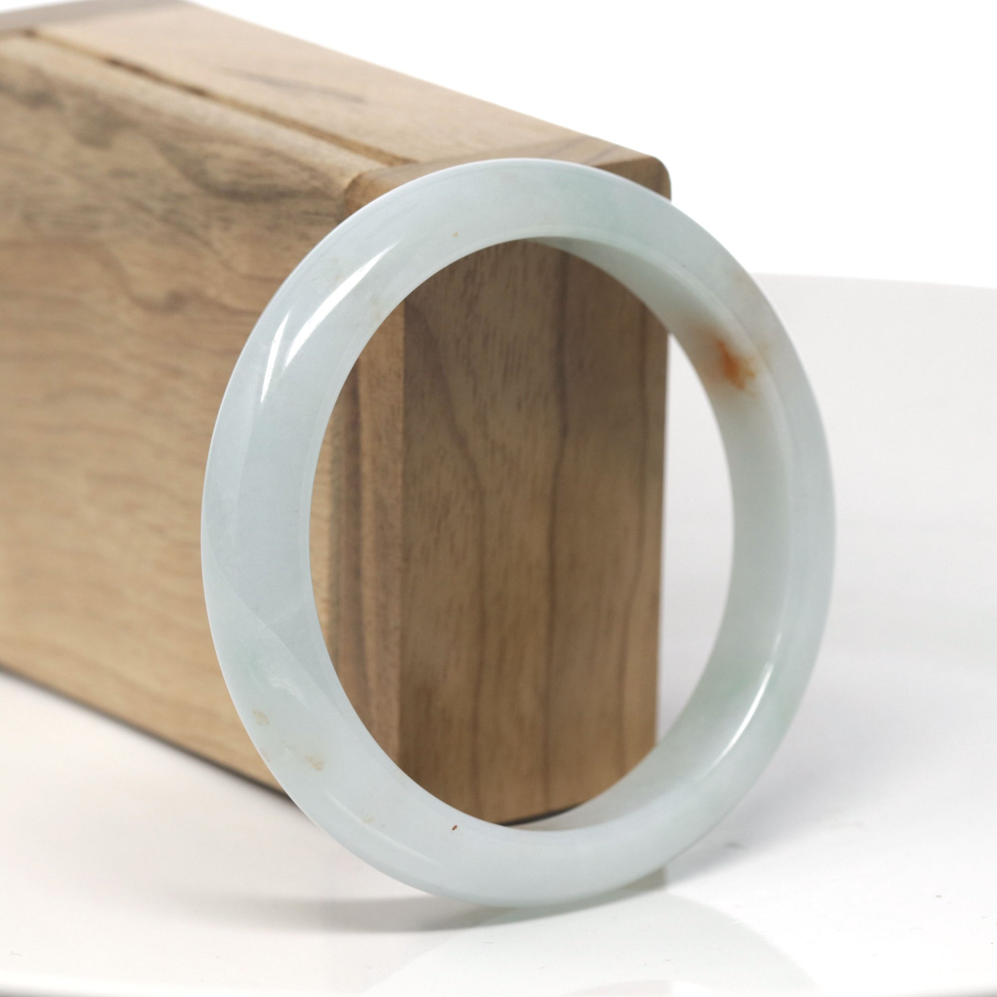 Baikalla Light Green W/ Sajin (Golden Dust) Jadeite Jade &quot;Half Round&quot; Bangle Bracelet (57.8mm) 