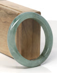 Baikalla Oil-Green Jadeite Jade "Half Round" Bangle Bracelet (56.5mm) 