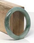 Baikalla Oil-Green Jadeite Jade "Half Round" Bangle Bracelet (56.5mm) 