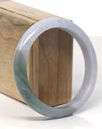 Baikalla Lavender & Oil-Green Jadeite Jade "Half Round" Bangle Bracelet (60.6mm) 