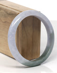 Baikalla Lavender & Oil-Green Jadeite Jade "Half Round" Bangle Bracelet (60.6mm) 